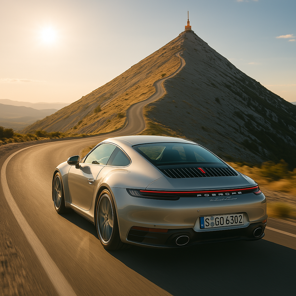 Porsche 911 jedoucí na horu